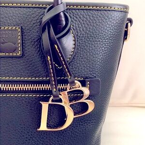 NWT - Dooney & Bourke Black Leather Tote with 24K Gold Plated Removable Jewelry